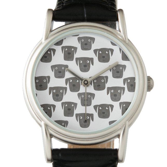 Niedliche Schwarze Labrador Retriever Hundeschau Armbanduhr (Black labrador retreiver dog watch)