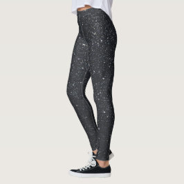 Niedliche Schwarze Leggings Frauen: Glitzer Muster