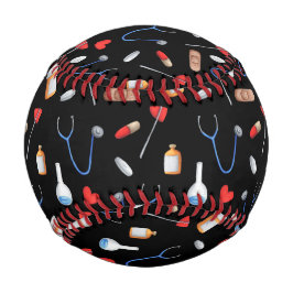 Niedliche Schwarze Medizin Muster Krankenschwester Baseball