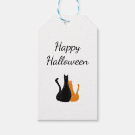 Niedliche Schwarze Orange Halloween Katzen Geschenkanhänger