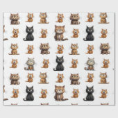 Niedliche schwarze, orangefarbene und graue Katzen Geschenkpapier (Flach)