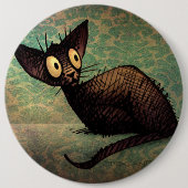 Niedliche schwarze orientalische Katze Button (Vorderseite)