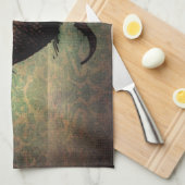 Niedliche schwarze orientalische Katze Handtuch (Viertel Falte)