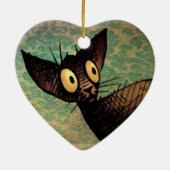 Niedliche schwarze orientalische Katze Keramikornament (Hinten)