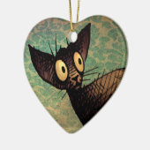 Niedliche schwarze orientalische Katze Keramikornament (Links)
