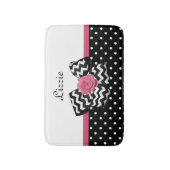 Niedliche schwarze Punkte Rosa Zickzack Bow und Na Badematte (Vorderseite Vertikal)