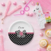 Niedliche schwarze Punkte Rosa Zickzack Bow und Na Pappteller (Party)