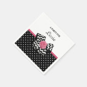 Niedliche schwarze Punkte Rosa Zickzack Bow und Na Serviette (Ecke)