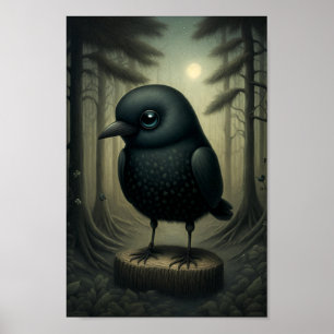Niedliche Schwarze Reihe im Wald Poster