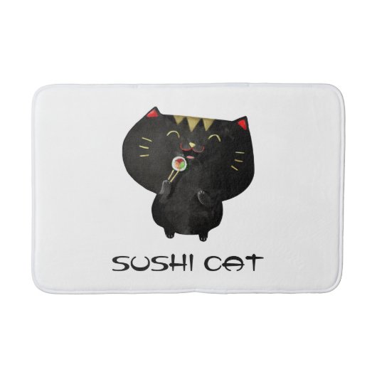Niedliche schwarze Sushi-Katze Badematte (Vorderseite)