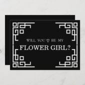 Niedliche schwarze Swirl-Grenze wirst du mein Blum Einladung (Vorne/Hinten)