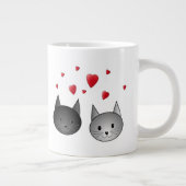 Niedliche Schwarze und Graue Katzen, mit Herz. Jumbo-Tasse (Rechts)