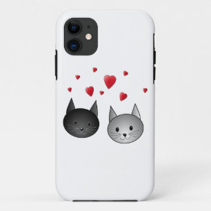 Niedliche schwarze und graue Katzen, mit Herzen Case-Mate iPhone Hülle
