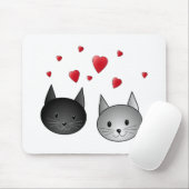 Niedliche schwarze und graue Katzen, mit Herzen Mousepad (Mit Mouse)