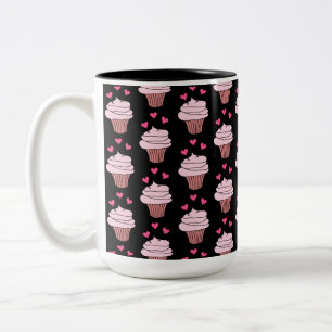 Niedliche, schwarze und rosa Cupcakes Zweifarbige Tasse