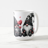 NIEDLICHE SCHWARZE UND ROTE VALENTINE DACHGNOMES KAFFEETASSE (VorderseiteRechts)