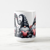 NIEDLICHE SCHWARZE UND ROTE VALENTINE DACHGNOMES KAFFEETASSE (Mittel)