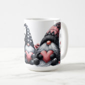 NIEDLICHE SCHWARZE UND ROTE VALENTINE DACHGNOMES KAFFEETASSE (VorderseiteRechts)
