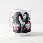 NIEDLICHE SCHWARZE UND ROTE VALENTINE DACHGNOMES KAFFEETASSE (Vorderseite Links)