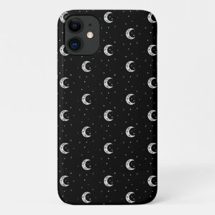 Niedliche schwarze und weiße Mond und Sterne Case-Mate iPhone Hülle