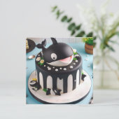 NIEDLICHE SCHWARZE UND WEISSE WÄNDE AM KUCHGEBURTS EINLADUNG (Stehend Vorderseite)