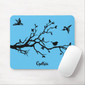 Niedliche Schwarze Vögel und Baumzweig Personalisi Mousepad (Mit Mouse)