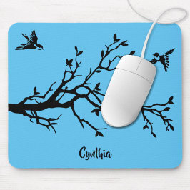 Niedliche Schwarze Vögel und Baumzweig Personalisi Mousepad