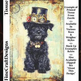 Niedliche schwarze Welpe in SteampunkHat DL1LF Ent Seidenpapier