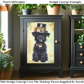 Niedliche schwarze Welpe in SteampunkHat DL1LF Ent Seidenpapier