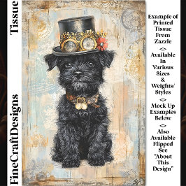 Niedliche schwarze Welpe mit SteampunkHat DL1R Dec Seidenpapier