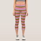 Niedliche, schwarzgelbe Streifen Capri Leggings (Vorderseite)