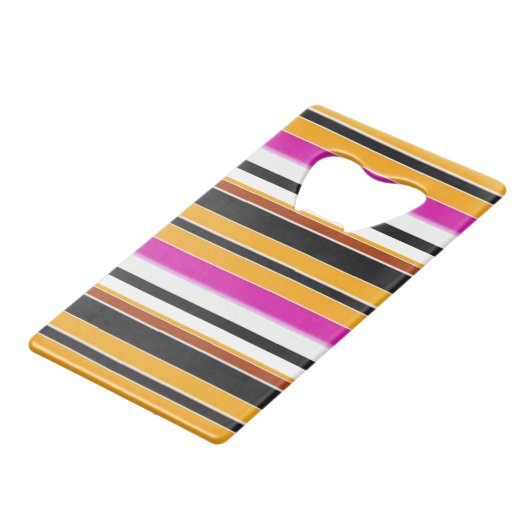 Niedliche, schwarzgelbe Streifen Geldbeutel Flaschenöffner (Rückseite Schrägansicht)