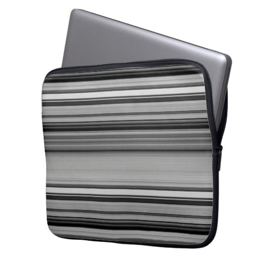 Niedliche schwarzgraue Streifen Laptopschutzhülle (Vorderseite Links)