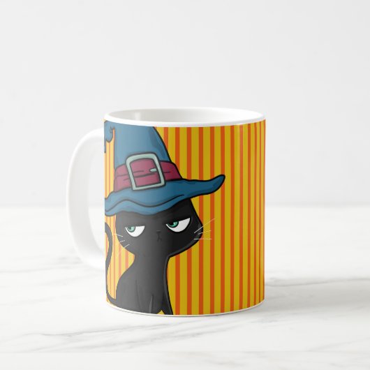 Niedliche Schwarzkatze Kaffeetasse (Vorderseite Links)