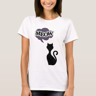 Niedliche Schwarzkatze lila T-Shirt