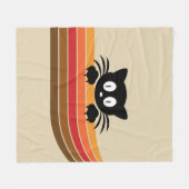 Niedliche Schwarzkatze mit Retrostreifen Fleecedecke (Vorderseite (Horizontal))