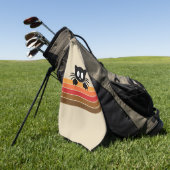 Niedliche Schwarzkatze mit Retrostreifen Golfhandtuch (Gras)