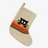 Niedliche Schwarzkatze mit Retrostreifen Kleiner Weihnachtsstrumpf (Vorderansicht (hängend))