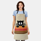 Niedliche Schwarzkatze mit Retrostreifen Schürze (Getragen)