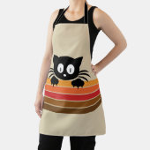 Niedliche Schwarzkatze mit Retrostreifen Schürze (InSitu)