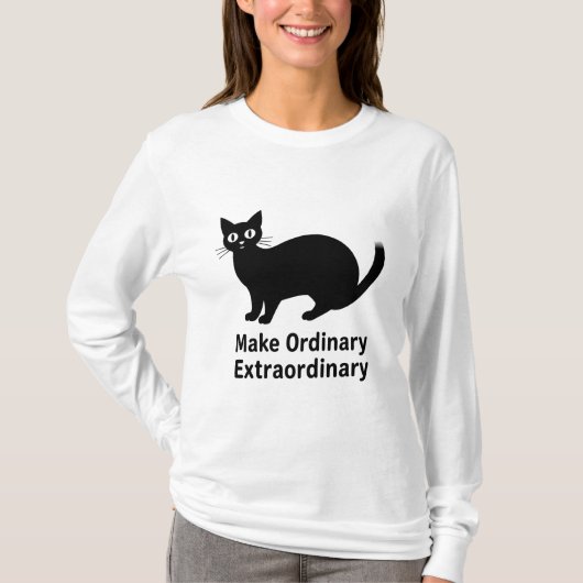 Niedliche Schwarzkatze T-Shirt (Vorderseite)
