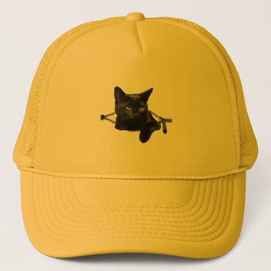 Niedliche Schwarzkatze Truckerkappe (Vorderseite)