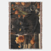 Niedliche Schwarzkatze und Blume Decke (Vorderseite Vertikal)