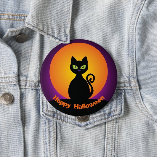 Niedliche Schwarzkatze und Orange Moon Button (Beispiel)