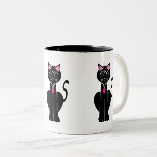 Niedliche Schwarzkatze Zweifarbige Tasse (VorderseiteRechts)