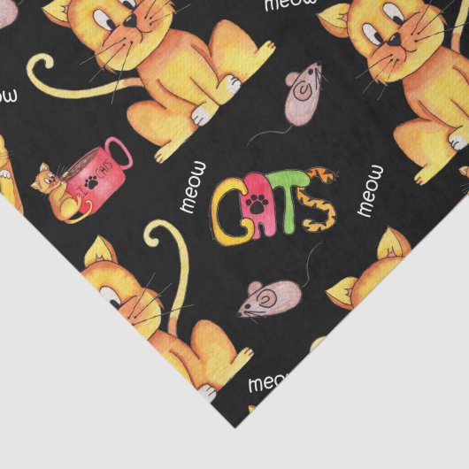Niedliche Schwarzmeerkatzen Seidenpapier (Ausschnitt)