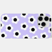 Niedliche Schwarzweiß-Blume mit blauem Hintergrund Case-Mate iPhone Hülle (Rückseite (Horizontal))