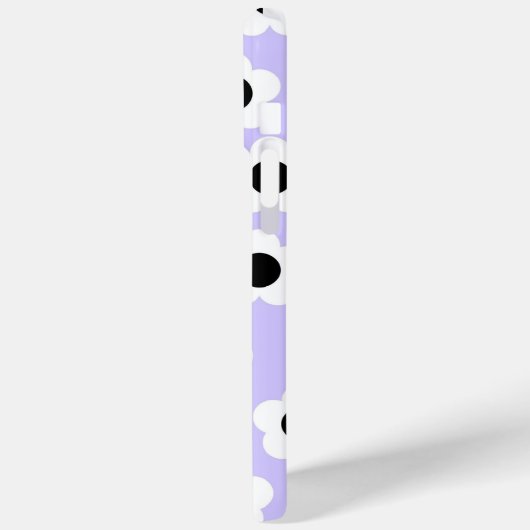 Niedliche Schwarzweiß-Blume mit blauem Hintergrund Case-Mate iPhone Hülle (Rückseite / Links)