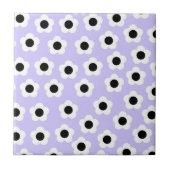 Niedliche Schwarzweiß-Blume mit blauem Hintergrund Fliese (Vorderseite)