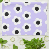 Niedliche Schwarzweiß-Blume mit blauem Hintergrund Geschirrtuch (Gefaltet)